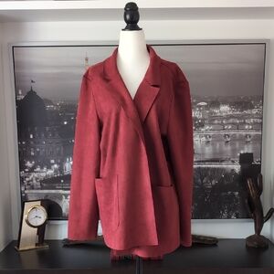 Joseph Ribkoff Red Suede Blazer Tailored Suit Jacket.